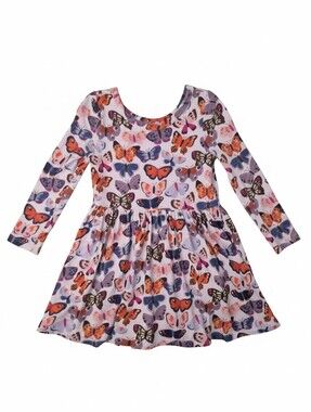 Little Sleepies Butterfly Kisses LS Bodysuit Twirl Dress Bamboo Pink 18-24M